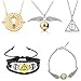 5PCS Colliers inspirés Retourneur de temps La Mort Relique Golden Snitch Collier et Bracelets pour Enfants De Cadeaux ou Décorations Magique Cosplay Costume