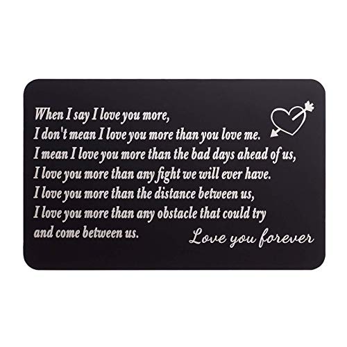 Personalized Engraved Message Wallet Insert for Him - Birthday Anniversary Christmas Valentines - Custom Engraved Metal Card for Husband Boyfriend from Girlfriend Wife
