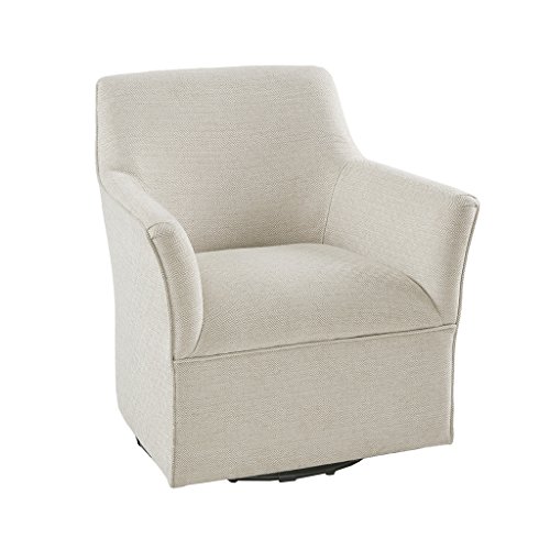 Madison Park Augustine Swivel Glider Chair - Solid Wood, Plywood, Metal Base Accent Armchair Modern Classic Style Family Room Sofa Furniture, Cream