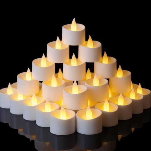 Lot de 24 bougies chauffe-plat sans flamme LED blanches à piles longue durée