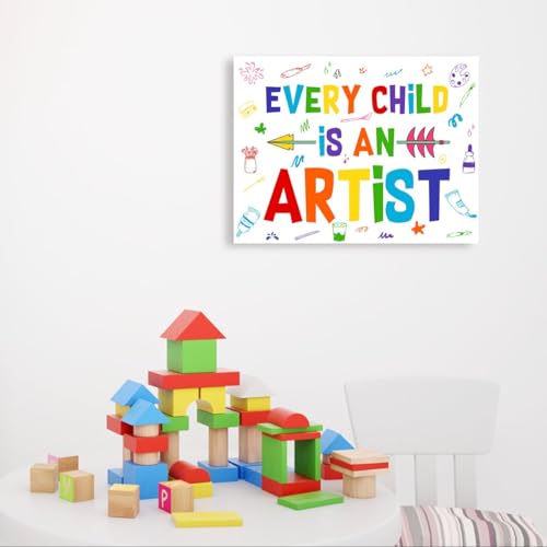 Inspirational Quotes Wall Art for Kids,Every Child Is an Artist Canvas Wall Art,Positive Motivational Wall Decor for Nursery Classroom Kids Room Home Office - Image 6