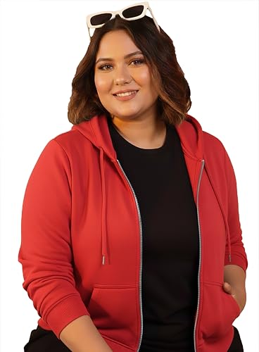 Image of Elite soul Women's Plus Size Zipper Hoodie | Front Zip Full Sleeve Hooded Sweatshirt | Casual Zipper Jacket | XL, 2XL, 3XL, 4XL, 5XL, 6XL