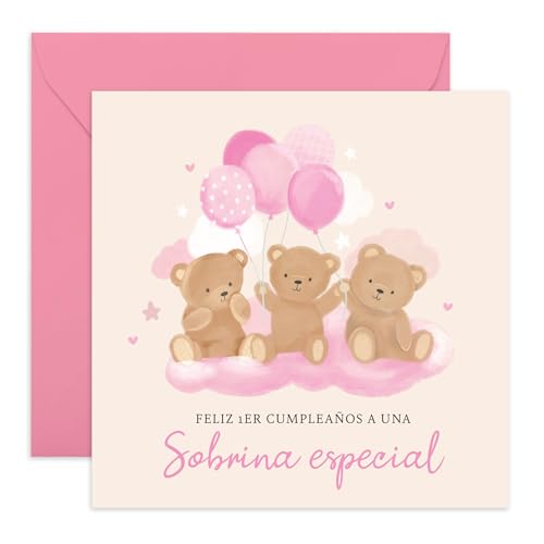 Central 23 1er Cumpleaños Tarjeta Niña Sobrina Osito Bebé Tía Viene Con Pegatinas Regalo Cumpleaños Lindo Regalo Por