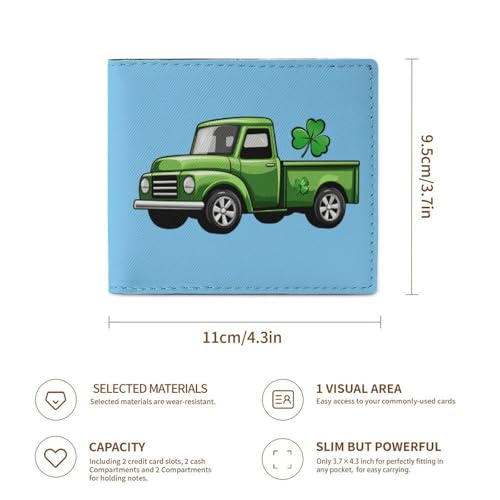 St-Patrick's Day Shamrock Truck Coin Purse PU Leather Bifold Wallet Small Change Purse Pouch Front Pocket Wallets3
