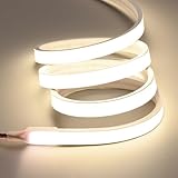 JOYLIT 24V COB Neon LED Streifen 5M 4000K Naturweiß, Flexibles Silikon IP67 Wassergeschützt 480LEDs/M Nahtloses Leuchten Dimmbare LED Leiste für Terrasse, Badezimmer, Küchenschränke (Nur Beleuchtung)