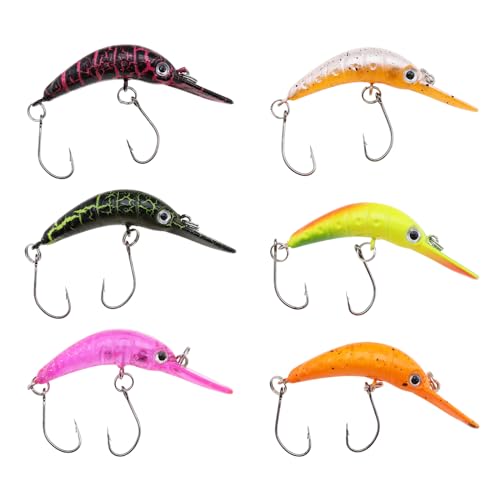 VGOL 6pcs 3D Minnow Double Hook Fishing Lures Size 5,2 CM Weight 2,6g Swimbait Fishing Tackle Lure Kit For Bass Trout Walleye Redfish