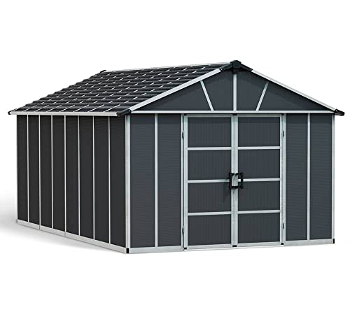 Canopia by Palram Gerätehaus Yukon 11x17.2 Geräteschuppen Metall 519 x 332 cm Grau Polycarbonatplatten rostbeständig UV-Schutz