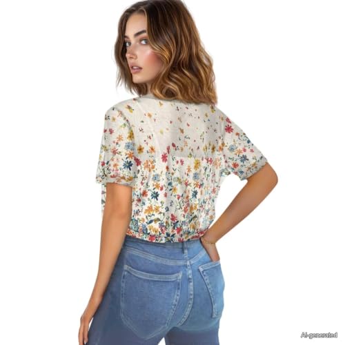 Image of Womens Short Sleeve Cardigans Lightweight Summer Cardigan Trendy Bolero Shrug Cute Floral Cardigan Sheer Bolero