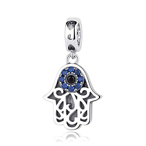 Image of Big Eye Charm 925 Sterling Silver Blue Evil Eye Charm Fit Pandora Style Bracelet (Light Blue & Blue)