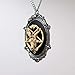 Real Metal Antiqued Goat Head Satanic Baphomet Cameo Bone on Black In Silver Finish Frame Pendant Necklace