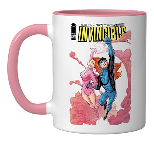 Taza cerámica Invincible 11 onzas rosa/blanco miniatura 1