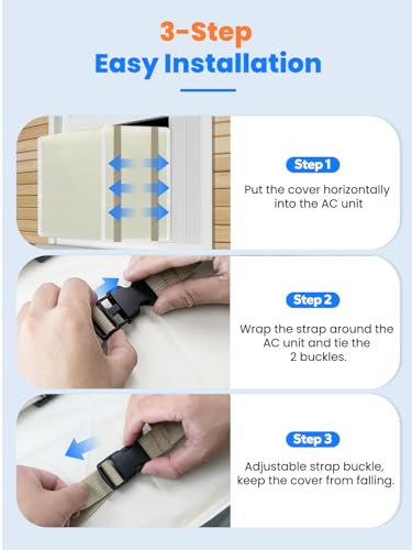 Image of Window AC Unit Cover Outdoor, Waterproof and Dust-Proof Air Conditioner Cover for Outside (Khaki, M-21 inchW x 16 inchD x 15 inchH)