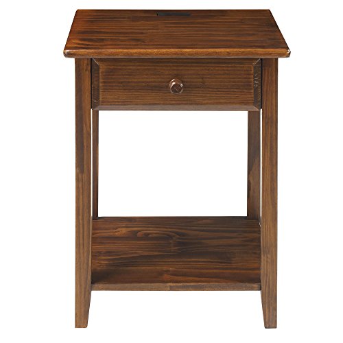 Casual Home Night Owl Nightstand With Usb Ports-Warm Brown #TOP5
