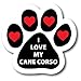 Magnet Me Up: I Love My Cane Corso Pup Pawprint Magnet Decal - 5 Inch - Heavy-Duty Automotive Magnet - Showcase Your Affection for Your Cane Corso Puppy - Ideal for Car, Truck, SUV