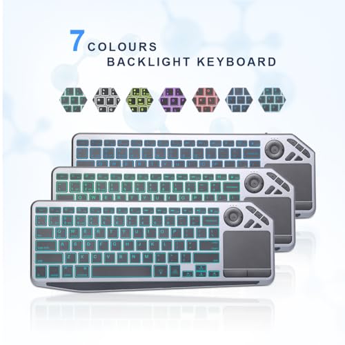 Image of Coastacloud Slim Wireless TV Keyboard with Touchpad, 7-Colors Backlit PC /HTPC Bluetooth Keyboard Build in Trackpad with Media Control, Easy Connected with Windows /Android Laptop /Tablet /Chrome OS