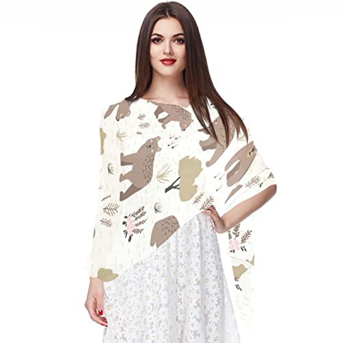 Foulard en mousseline de soie doux motif forêt d'hiver pour réveiller votre style