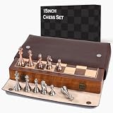 Ajedrez Metal Pieces Walnut Set