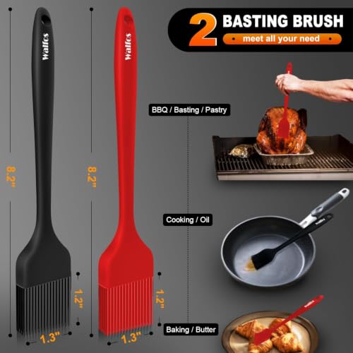 Image of Walfos Pastry Brush, 600℉ Heat Resistant Silicone Basting Small Brush For Baking Cooking BBQ Kitchen king, Desserts, BPA Free&Dishwasher Safe