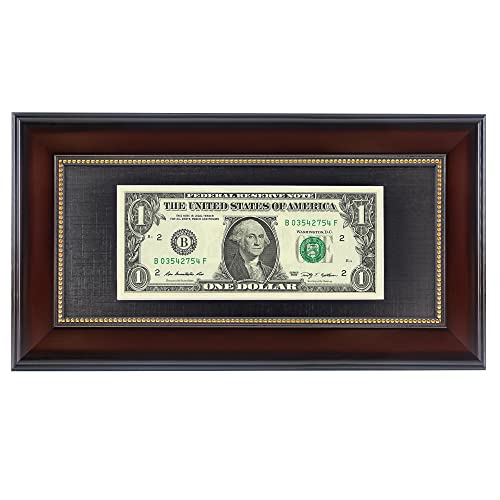 GMFrames Mahogany Dollar Bill Frame with Black Mat or Display 4x9 Picture without Mat Real Glass