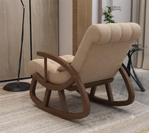 Image of CRAFTCITY Solid Sheesham Wood Relaxing Chair with Ottoman (Beige)