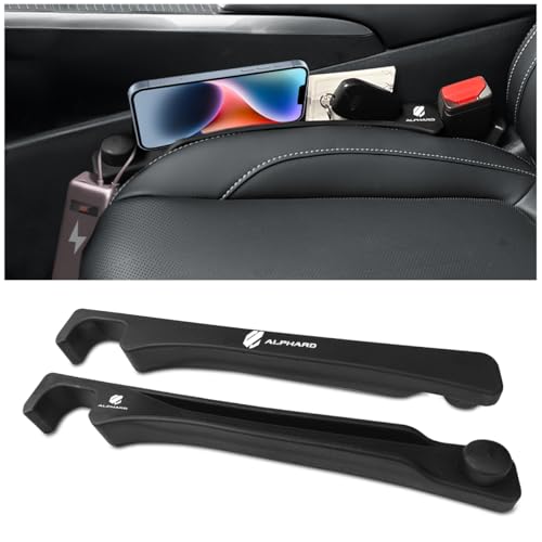 【両面仕様・アルファード専用】隙間クッション・隙間埋め シートサイド クッション Alphard 30系 40系 適用 ロゴ左右対称設計 小物入れ 落下防止 吊り下げ対応 運転席+助手席 小物収納 内装パーツ ポリウレタン ブラック 2本入り [並行輸入品