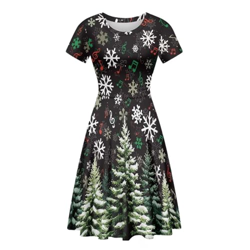 Image of AFPANQZ Womens Casual Summer Lightweight Vintage Dress Short Sleeve Midi Dress Knee-Long Luxury Formal Dress