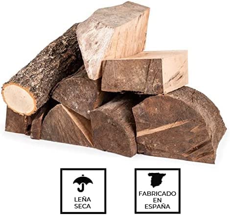 Suinga - 20Kg de Encina. Troncos Ideales para Chimeneas, Calderas, Estufas y Fuegos Duraderos en General. Leña Seca y de Poda Controlada. Hecho en España