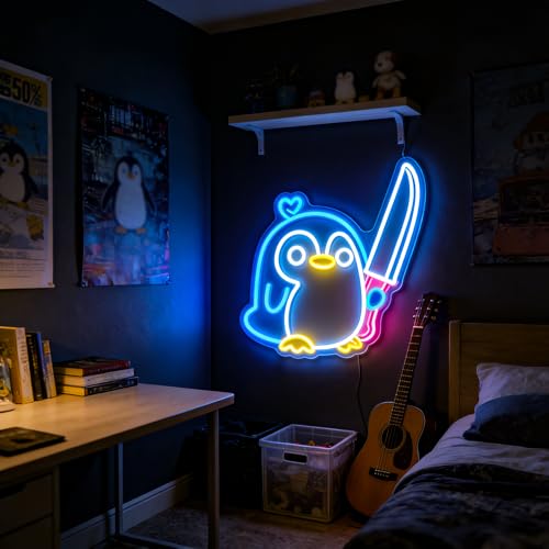 Image of Penguin Neon Sign Led Neon Lights Neon Signs for Wall Decor Light Up Sign for Birthday Party Club Gift