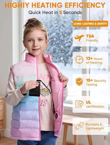 Image of Kids Heated Vest with Battery Pack - 7.4V Rechargeable Lightweight Heated Vest, Boys Girls Electric Heated Coat