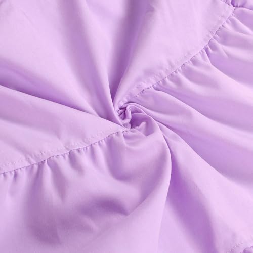 Image of WOKANSE Women's Cute Babydoll Dresses Casual Loose Puff Sleeves Ruffle Hem Button Down Pleated Shirt Dress