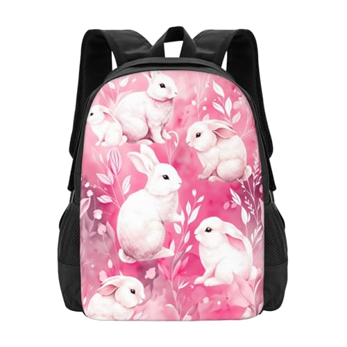 Mochila rosa de conejito con correas ajustables y gran capacidad