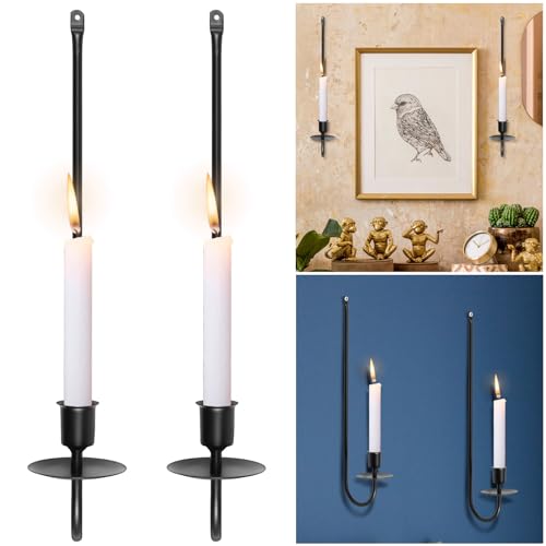 2Pcs Candle Sconce Holder, Mental Iron Wall Candle Sconce Hanging Wall Candle Holder, L Shape Wall Pillar Candle Holder, Home Decor Wall Sconces Holder Candle Sticks for Living Room Fireplace Painting