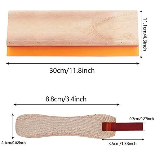 Image of Screen Printing Squeegee, 75 Durometer Wooden Scraper Rubberwood Silk Print, for Printmaking Print Ink Machine 11.8 inch