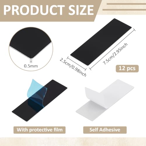 BENECREAT 12 Stück Laser Gravur Blankos 75x25cm Selbstklebende Metallplatten, 0.5mm eloxierte Aluminiumbleche für Geschäftszeichen und personalisierte Geschenke
