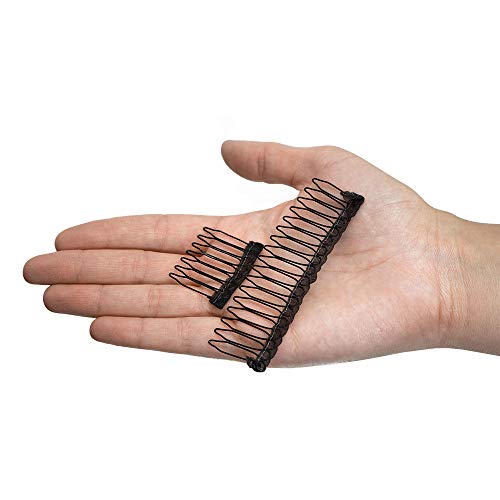 Milano Collection 20PC Value Clips & Combs Bundle: 18 PC Pack of Medium Size Snap Clip-ins and 2 Pack of Combs for Hair Extensions and Wigs - Black image 5