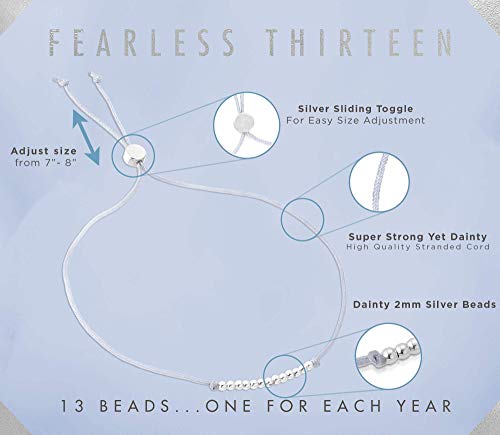 Lucky Feather Gifts For 13 Year Old Girl; 13Th Birthday Bracelet With 13 Dainty Sterling Silver Dipped Beads On Adjustable Cord; Bat Mitzvah Gift #TOP5