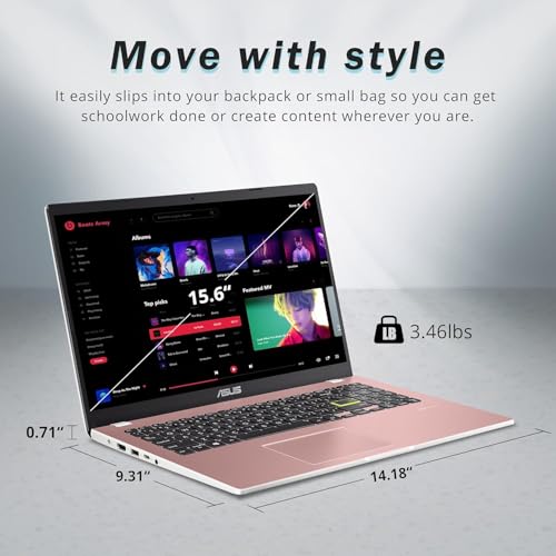 Image of ASUS Vivobook Go 15.6 inch FHD Laptop, Intel Pentium Silver N6000, 4GB RAM, 128GB SSD Drive, ‎Intel HD Graphics, HD Webcam, Wi-Fi 5, with 1-Year Office 365, Win11, Pink