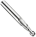 Precision Twist EB3302 Carbide Ball Nose End Mill, Uncoated (Bright) Finish, Non-Center Cutting, 30 Deg Helix, 2 Flutes, 3" Overall Length, 1/2" Cutting Diameter, 1/2" Shank Diameter