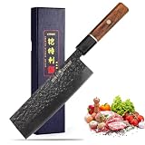 Kitory Japanisches Nakiri & Usuba Gemüsemesser 16,5 cm – Scharfes Profi-Küchenmesser mit Elegantem Griff aus Schwarzholz & Rotgummikarree – Ideal für Köche & Gesundheitsbewusste
