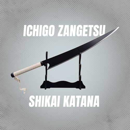 Image of OFFO Ichigo Zangetsu Shikai Katana Replica - 100cm Cleaver-Style Zanpakuto Sword from Bleach Anime - Ichigo Kurosaki's First Blade for Cosplay, Collectors, Display & Gifting