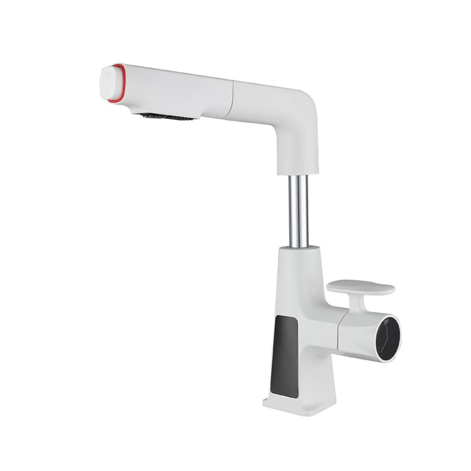 Grifo de lavabo extraíble blanco con termómetro digital para renovar el baño familiar