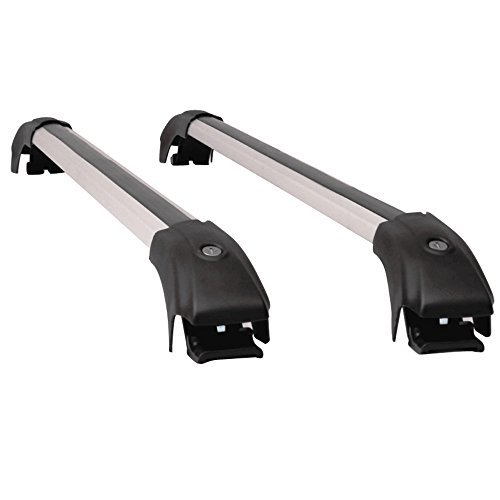 IKON MOTORSPORTS Crossbars Compatible with 2014-2020 Nissan Rogue, OE Fit Luxury Style Cross Bar Roof Rack Black Cap Set