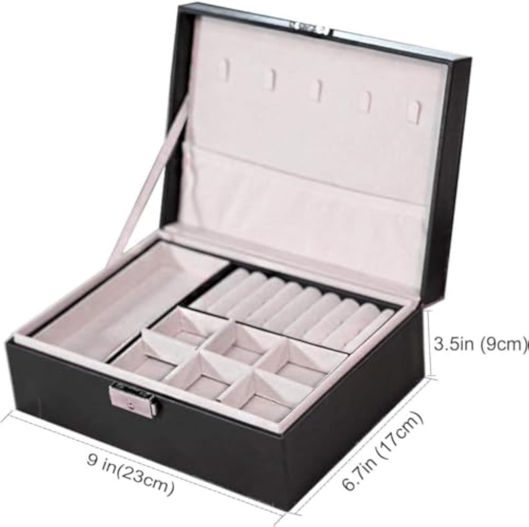 Double Layer PU Leather Jewellery Box with Watch Display