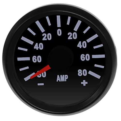 Deramg 52mm AMP 電流計ゲージ 0-80A 自動電流計 AMP ゲージ LCD アンペアメーター 赤色バックライト付き トラック ボート オートバイに適合(0-80A BN)