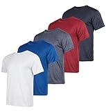 Real Essentials 5 Pack: Boys Girls Active Athletic Quick Dry Dri Fit Short Sleeve T-Shirts Crew Neck Tops Teen Gym Undershirts Tees Youth Basketball Moisture Wicking Tshirt-Set 2,Medium (8-10)