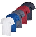 5 Pack: Boys Girls Active Athletic Quick Dry Dri Fit Short Sleeve T-Shirt Crew Neck Tops Teen Gym Undershirts Tees Youth Basketball Clothes Moisture Wicking Performance-Set 2,Medium (8-10)