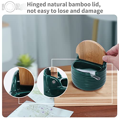 77L Sugar Bowl, Ceramic Sugar Bowl With Sugar Spoon And Bamboo Lid For Home And Kitchen - Modern Design, 8.58 Fl Oz (254 Ml) #TOP1