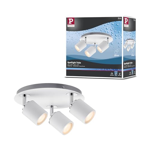 Paulmann 66719 Spotlight Tube IP44 Rondell max 3x10W GU10 Weiß/Chrom 230V Metall 667.19 Deckenleuchte Lampe LED Deckenlamp ohne Leuchtmittel