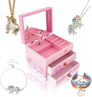 Girl's Wooden Unicorn Musical Jewellery Storage Box with Unicorn Necklace and Bracelet - Unicorn8