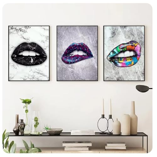 Images pour salon et décoration maison triptyque graffitis sur toile 40x50cm